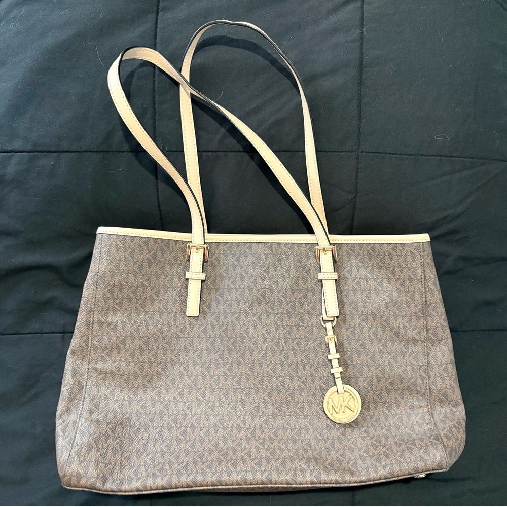 Michael Kors Tan and Cream Logo Tote